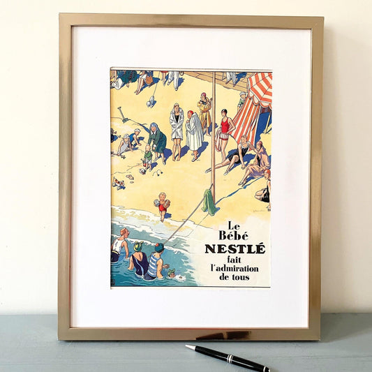 Original 1920s Vintage Nestle Baby Advertisement Print: Retro French Nursery Decor