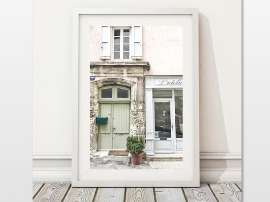 Provence Wall Art, French Storefront, Mint Green Door Art, Vintage Shop Window, Architectural Print, France Travel Print, Street Photography