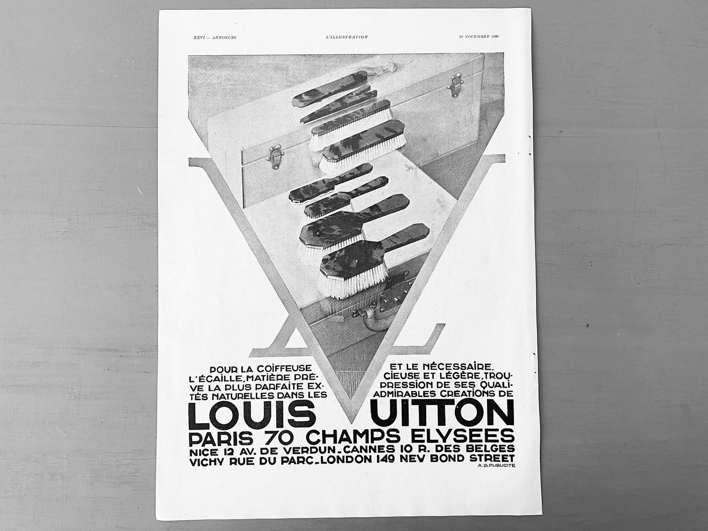 Authentic 1930s Vintage Louis Vuitton Luggage & Monogram Advertising Poster:  Original Art Deco Print
