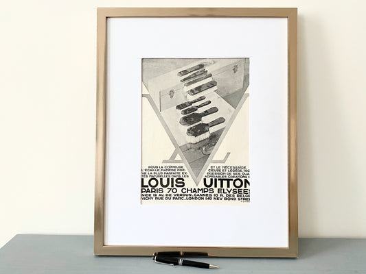 Authentic 1930s Vintage Louis Vuitton Luggage & Monogram Advertising Poster:  Original Art Deco Print