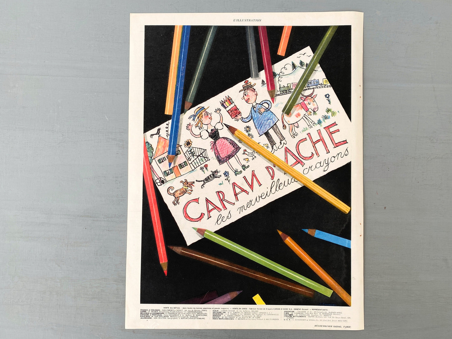 Authentic 1930s French Vintage Nestle Ad Poster: Rustic Baby & Lamb Print, Ready to Frame