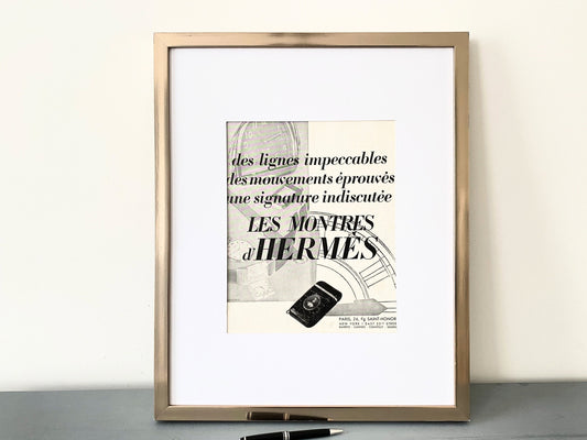Authentic 1930s Vintage Hermes Advertisement Wall Art Print, Swiss Watch Luxury Brand Poster
