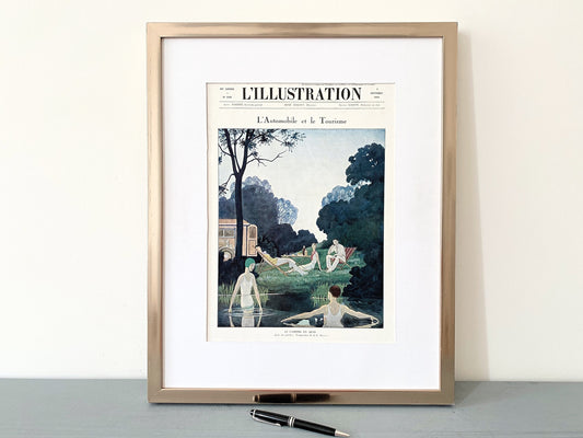 Authentic 1920s French Magazine Cover Poster: Retro Auto Tourism Art Nouveau Print