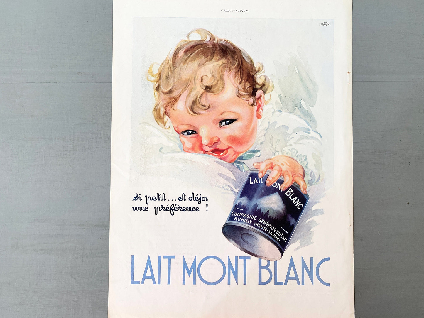 Original 1930s Vintage French Baby Food Ad Poster: Authentic Nursery Wall Art Print by Ella Riemeran