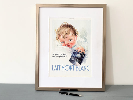 Original 1930s Vintage French Baby Food Ad Poster: Authentic Nursery Wall Art Print by Ella Riemeran