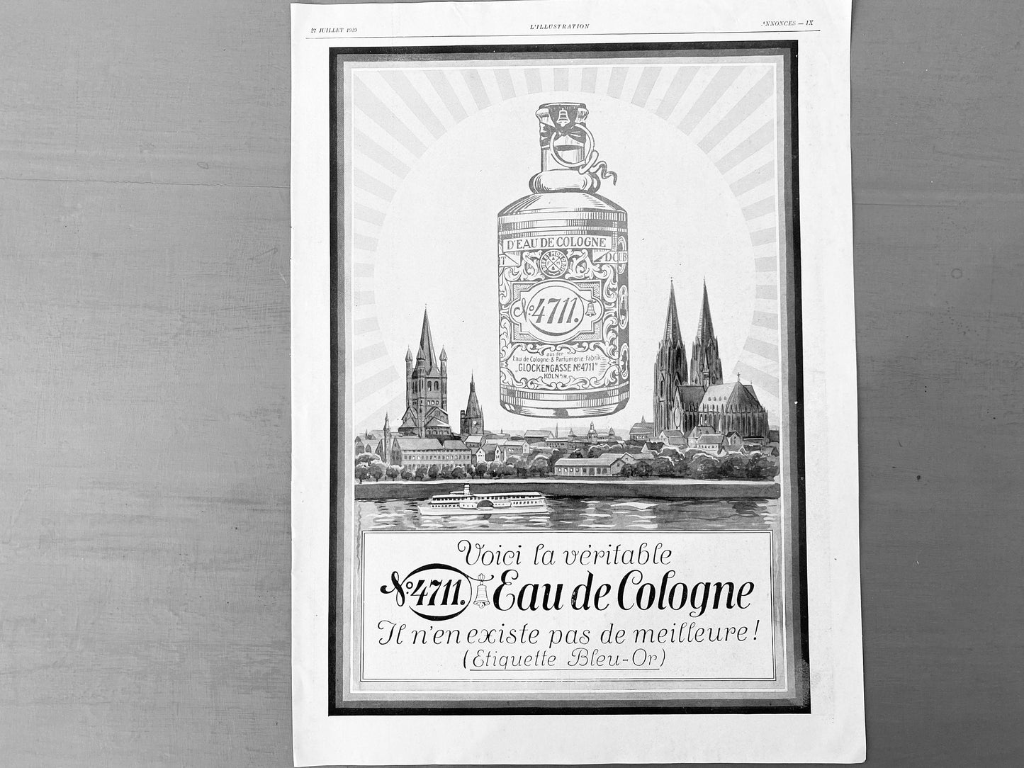 Original 1930s Vintage 4711 Cologne Advertisement Print: Retro Bathroom Wall Art