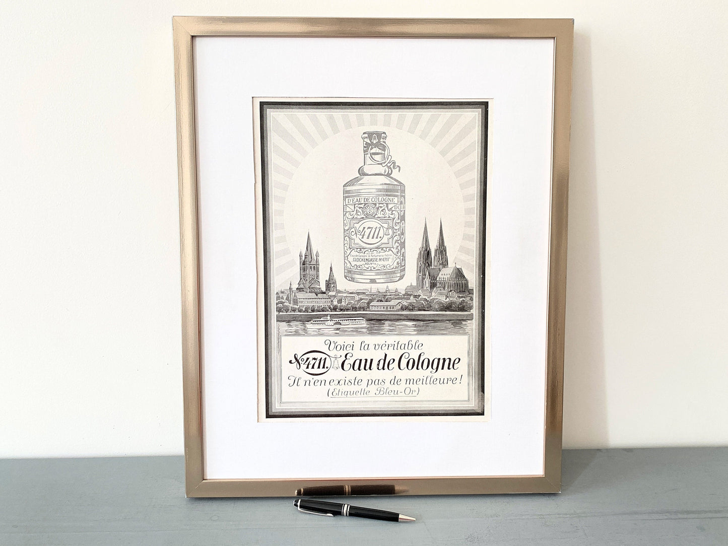Original 1930s Vintage 4711 Cologne Advertisement Print: Retro Bathroom Wall Art
