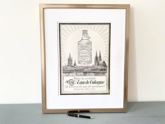 Original 1930s Vintage 4711 Cologne Advertisement Print: Retro Bathroom Wall Art
