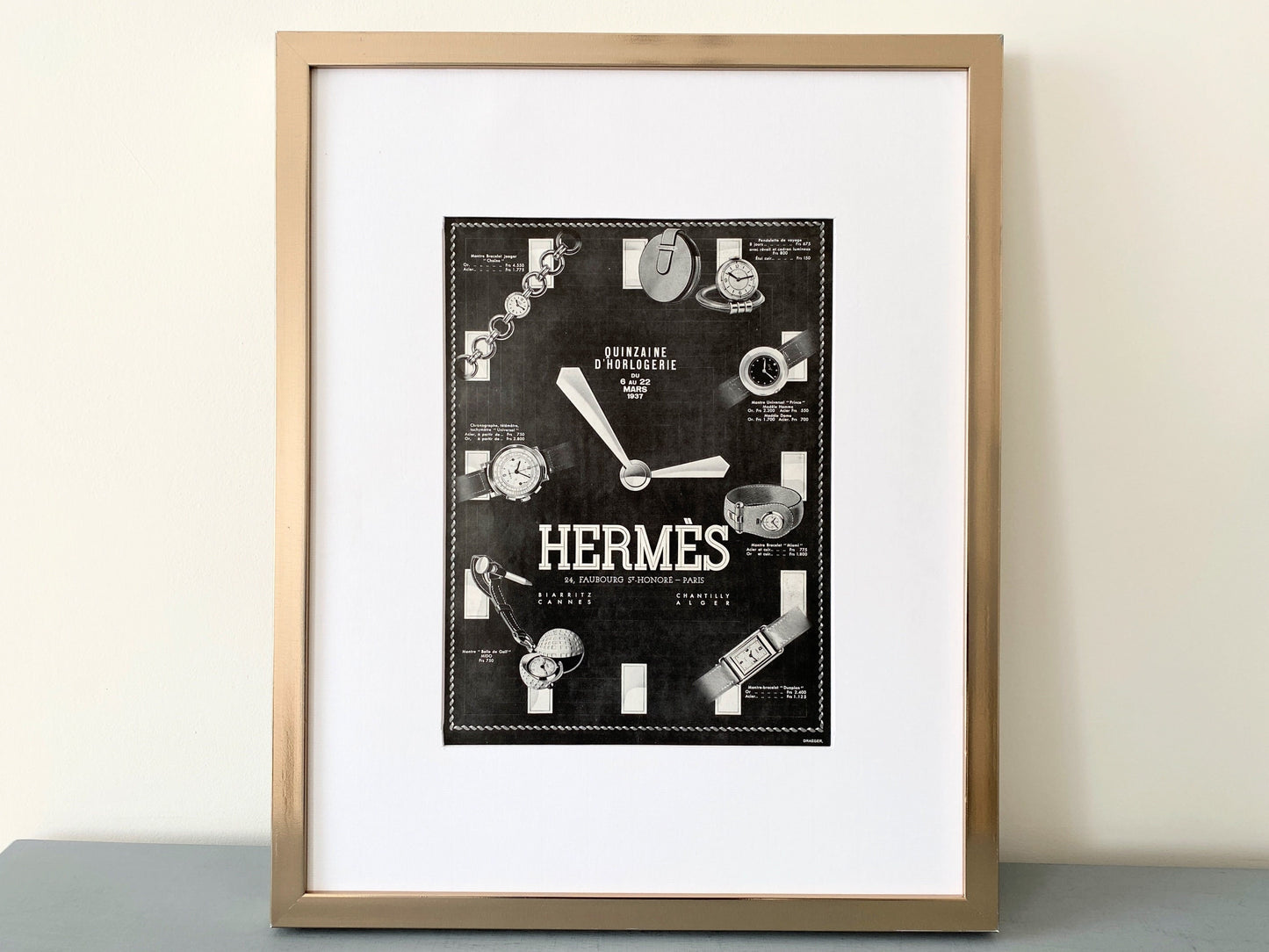 Authentic 1930s Vintage Hermes Advertisement Print,  French Style Art Deco Wall Art