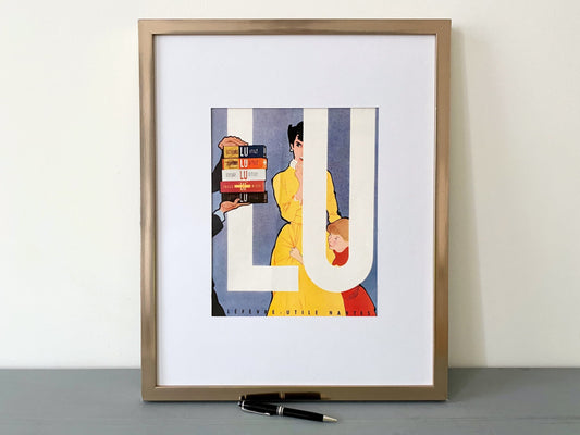 Authentic 1950s Vintage LU Biscuits Print by Rene Gruau: Mid-Century Kitchen Food Decor