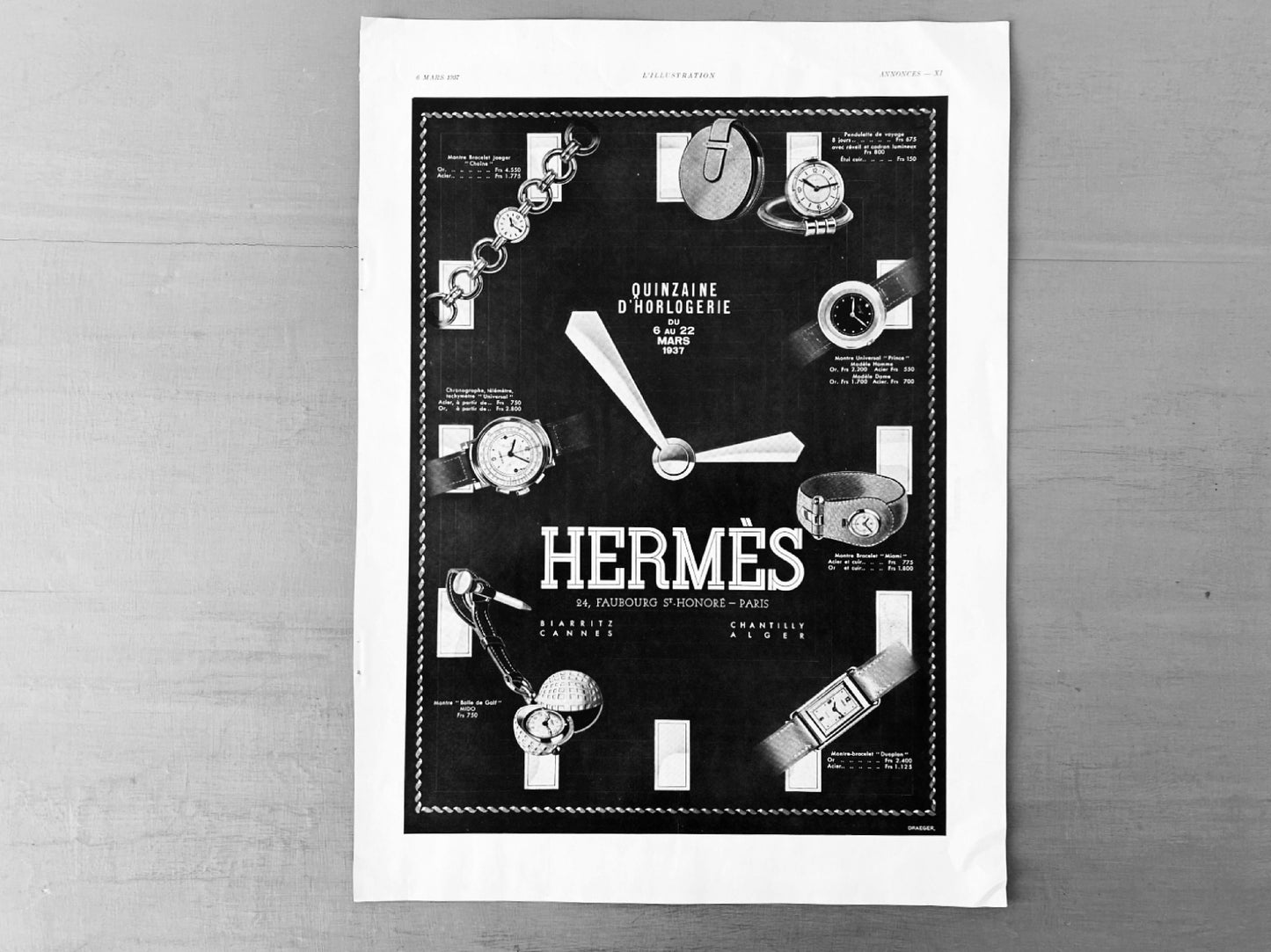 Authentic 1930s Vintage Hermes Advertisement Print,  French Style Art Deco Wall Art