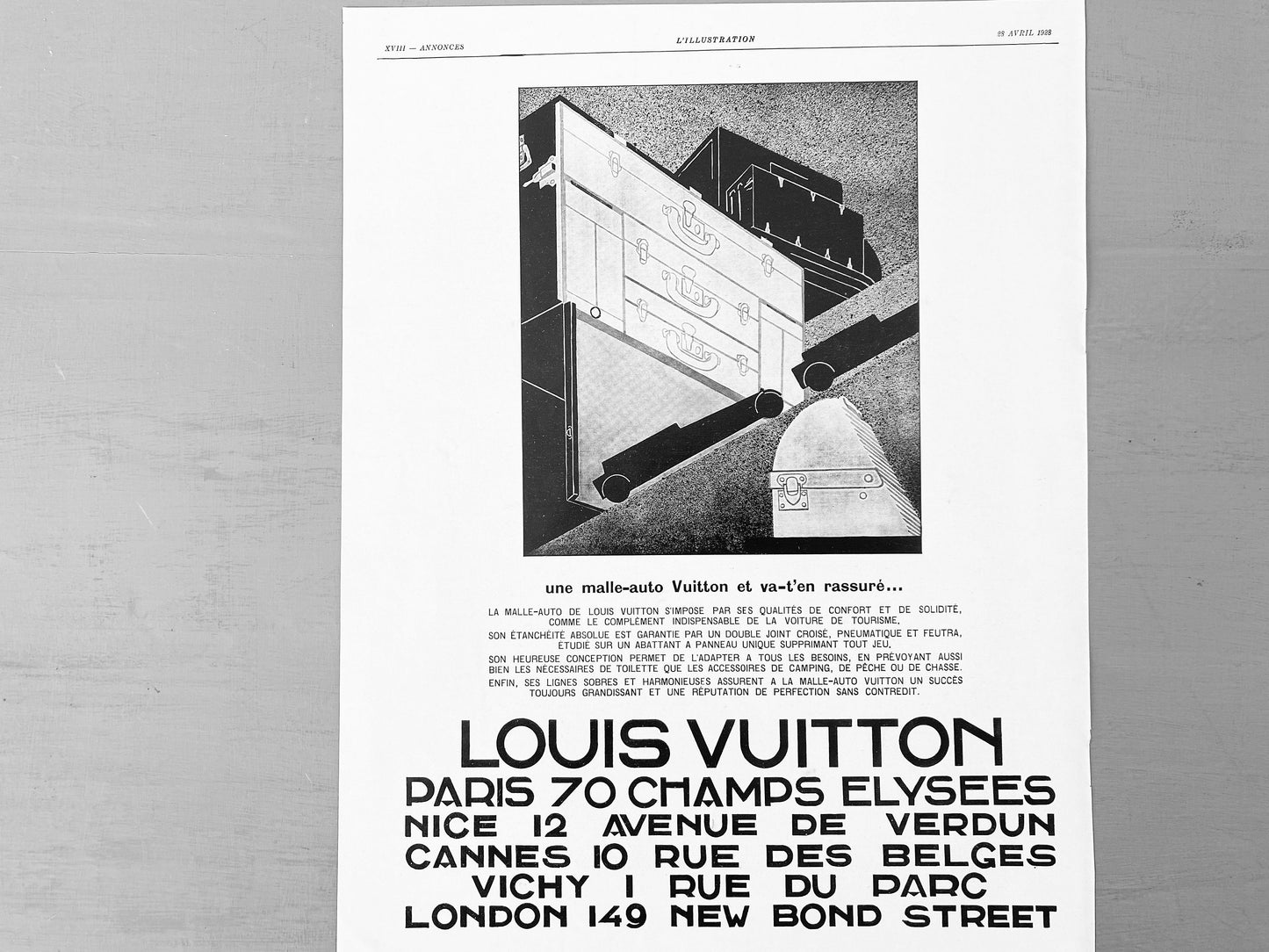 Original 1950s Vintage Louis Vuitton Ad Poster: Rare Authentic French Luggage Print
