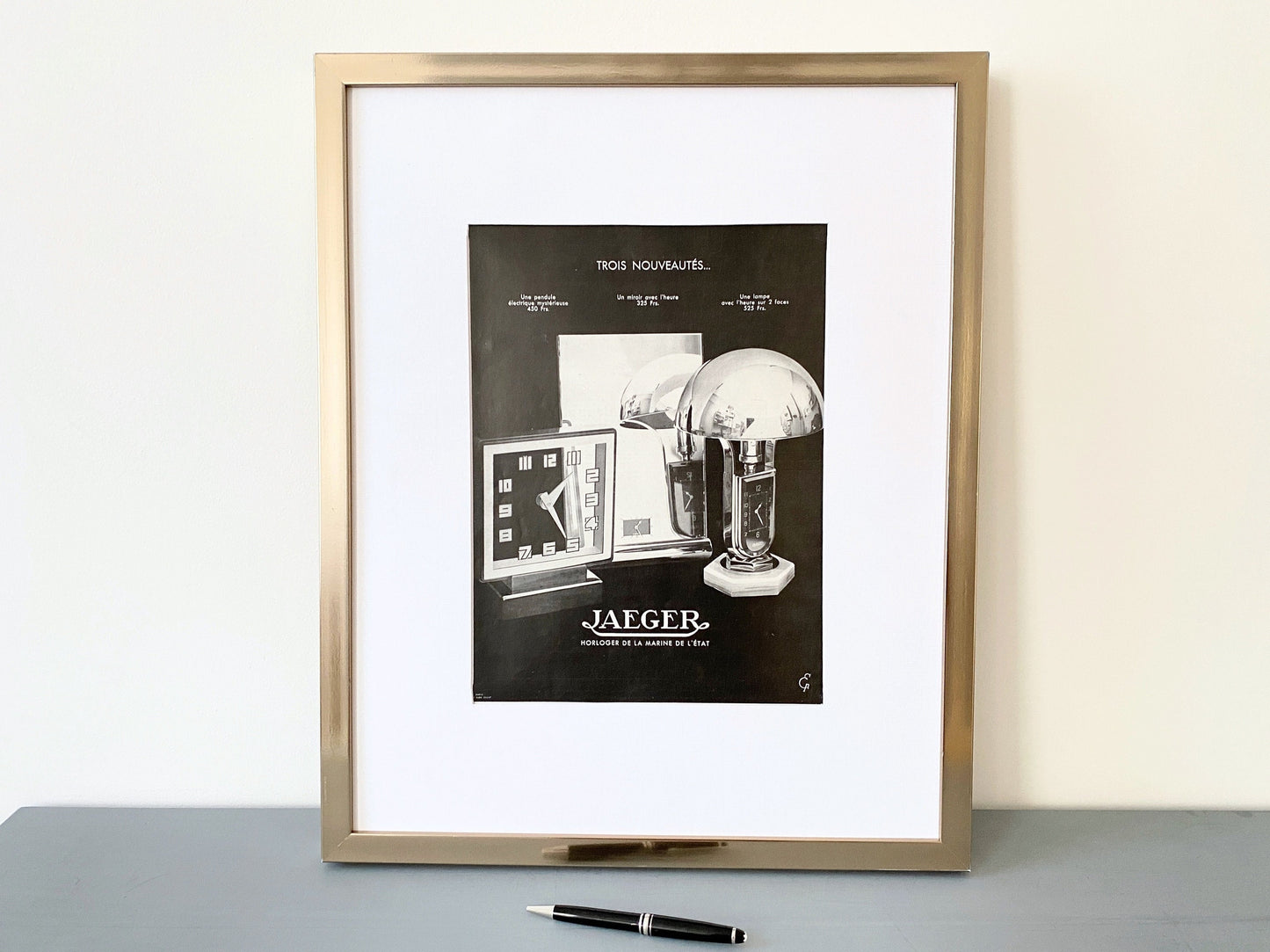 Authentic 1930s Vintage Jaeger Clock Advertisement Print: Original Art Deco Wall Art Poster