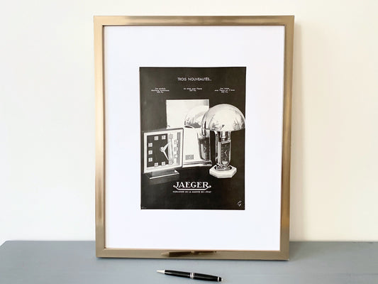 Authentic 1930s Vintage Jaeger Clock Advertisement Print: Original Art Deco Wall Art Poster