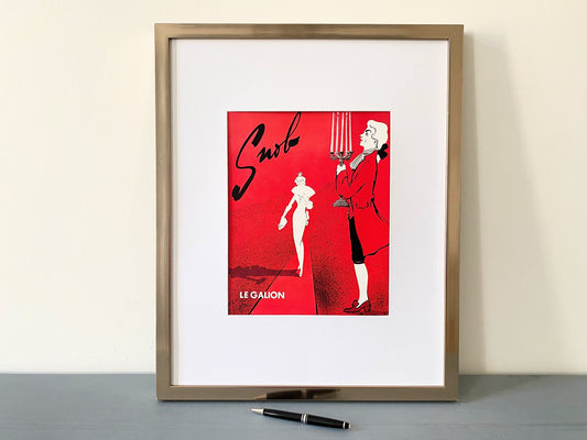 Authentic 1950s  French Galion Perfume Ad Print, Mid Century Modern Parisian Fragrance Wall Art Poster
