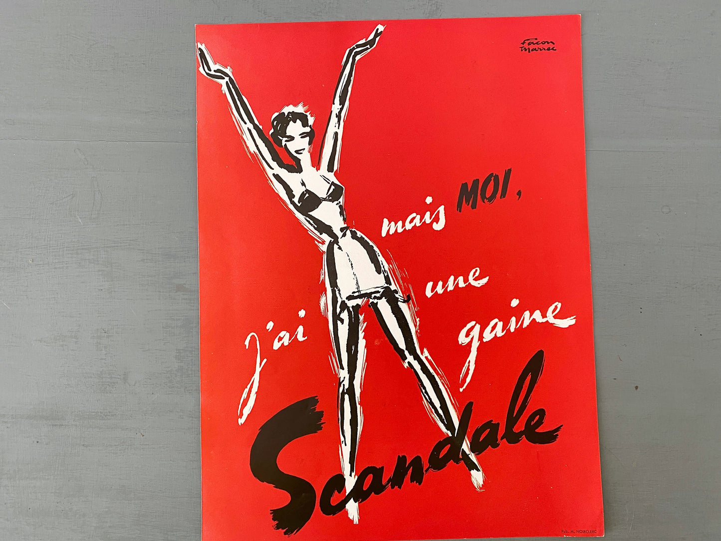 Authentic 1950s French Vintage Woman Lingerie Ad Print - Maximalist Style Wall Art Poster