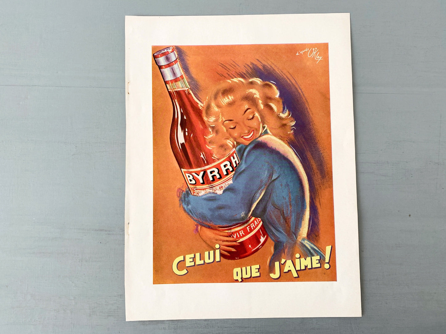 Authentic 1950s Vintage Byrrh Aperitif Ad Print: Retro French Alcohol Poster