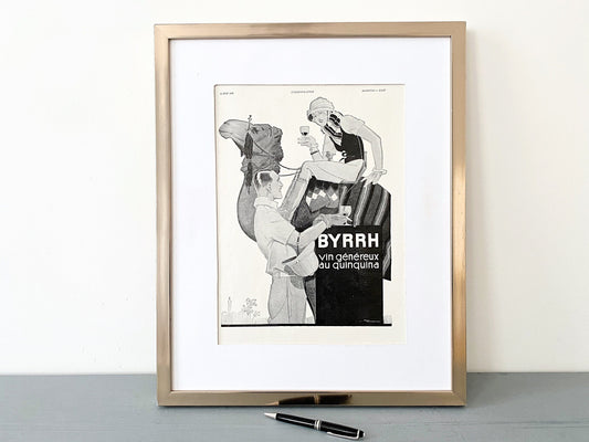 Authentic 1930s Vintage Byrrh Aperitif Print: Camel Art Deco Bar Decor