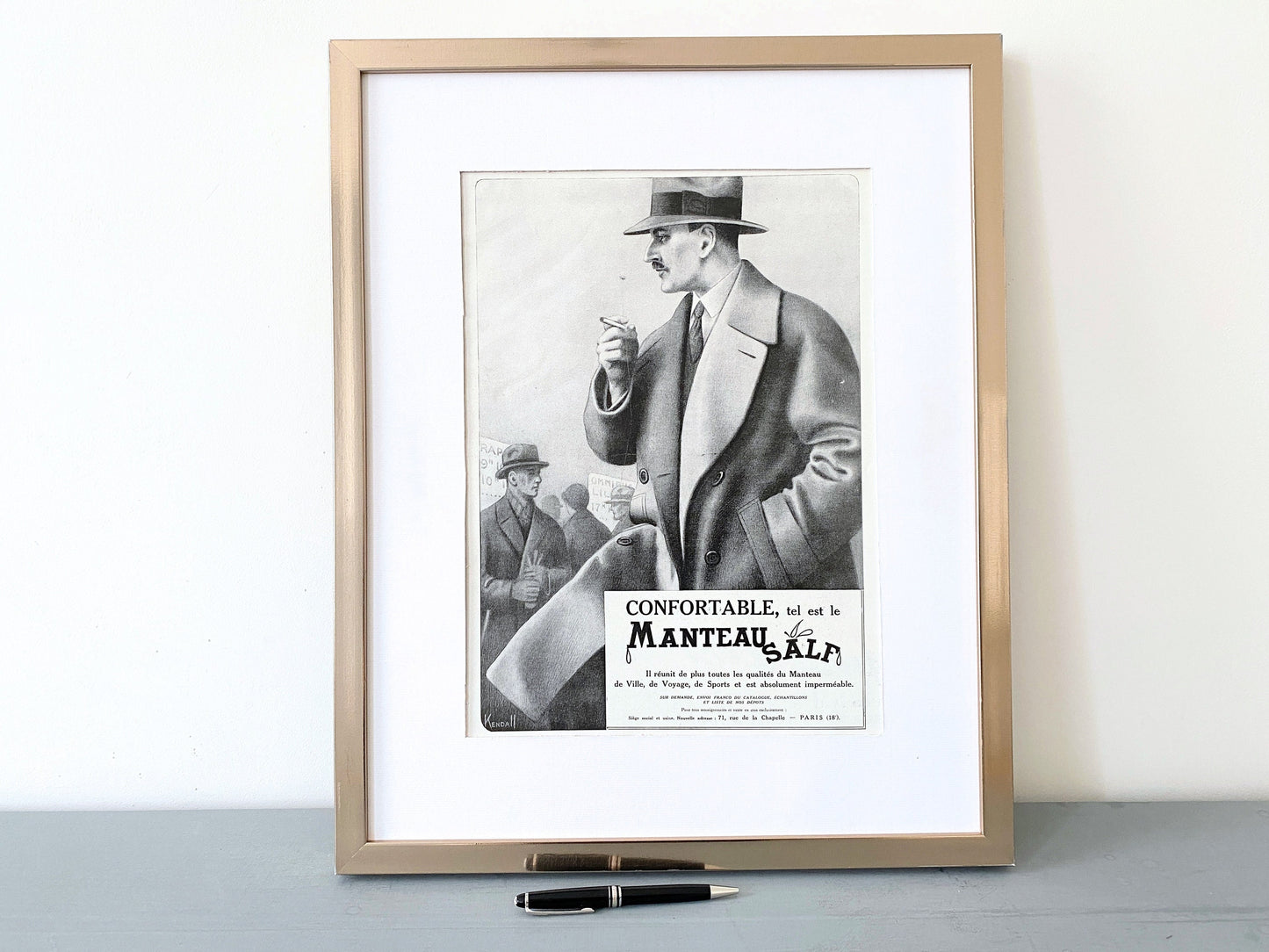 Original 1920s Vintage French Menswear Ad Print: Authentic Art Deco Fashion Illustration