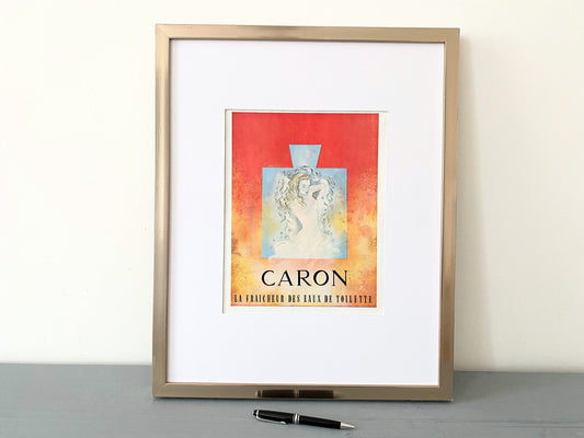 Vintage Caron Perfume Ad Print: French Vogue Magazine, Bathroom Wall Art