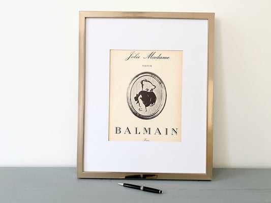 Original 1950s Vintage Rene Gruau Balmain Perfume Ad Print: Mid Century Vogue Decor