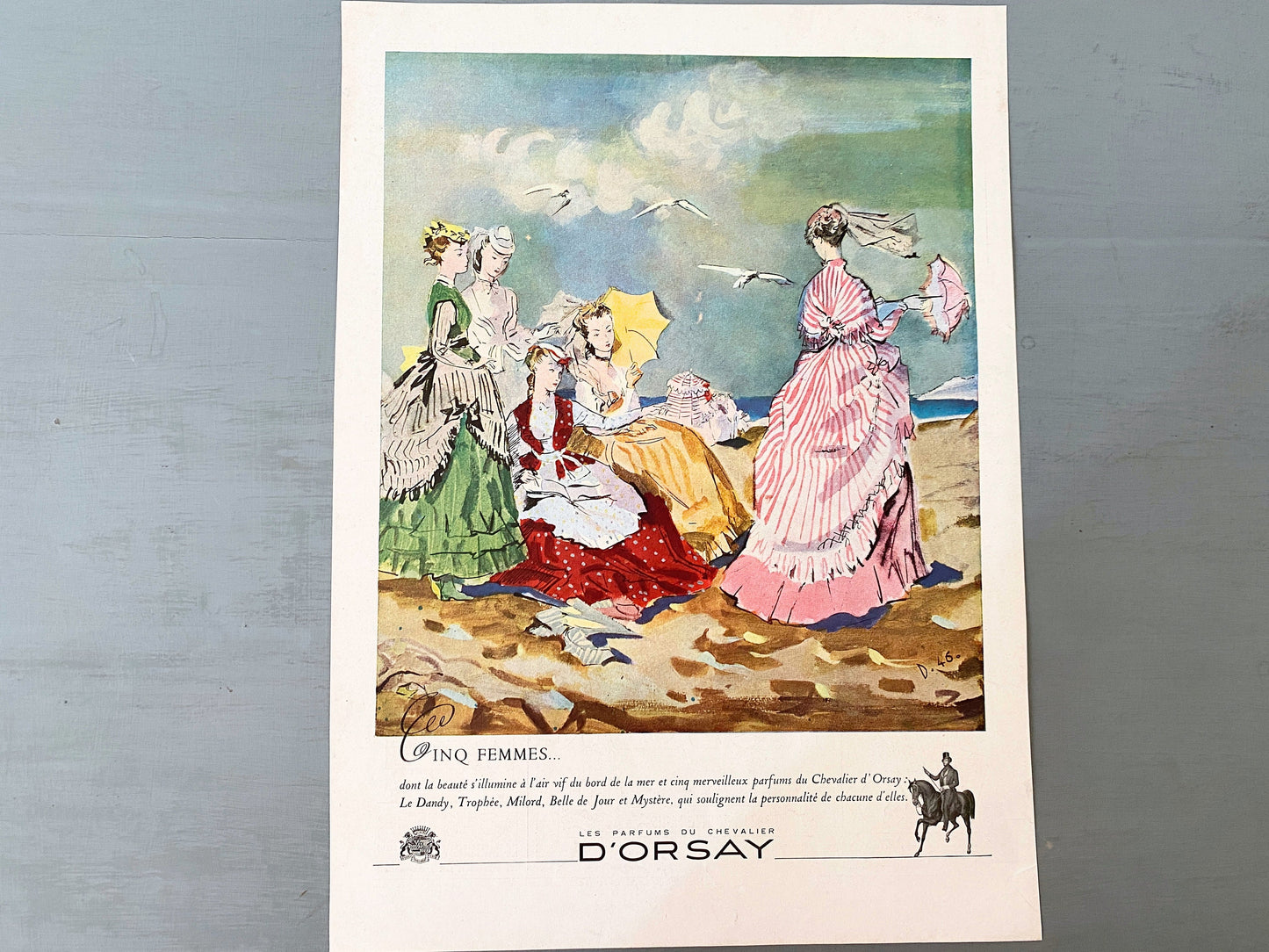 Authentic 1950s Vintage French Perfume D'Orsay Advertisement Print: Belle Epoque Wall Art