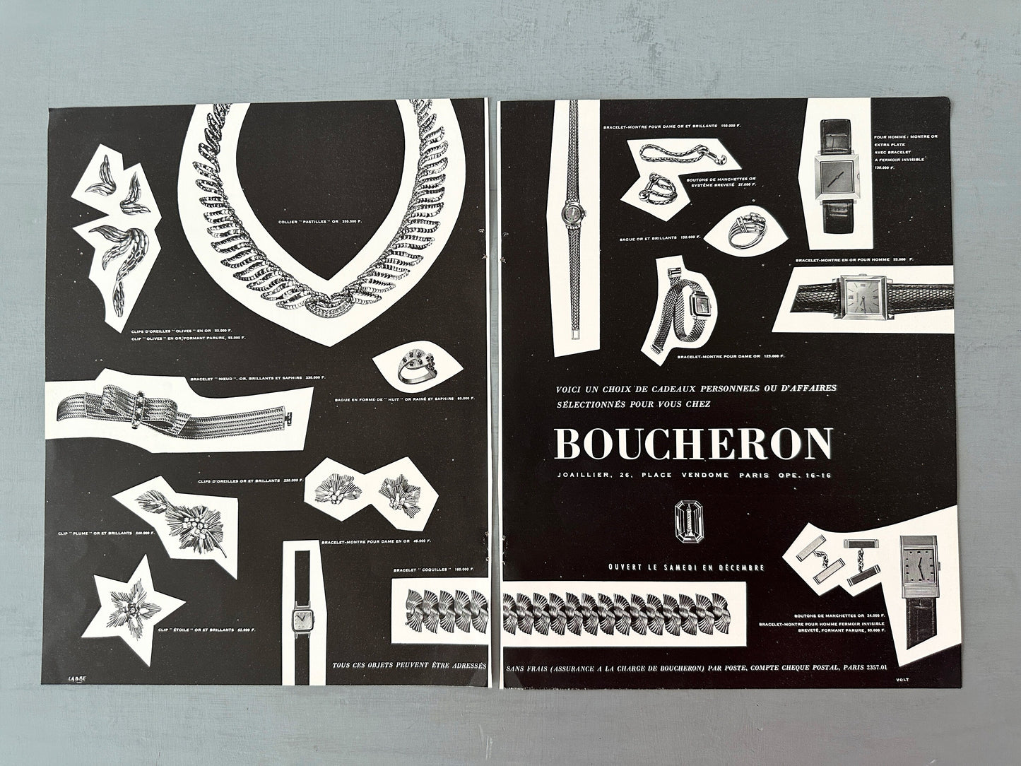 Vintage Boucheron Jewelry Ad Poster: Vogue Mid-Century Modern Wall Art