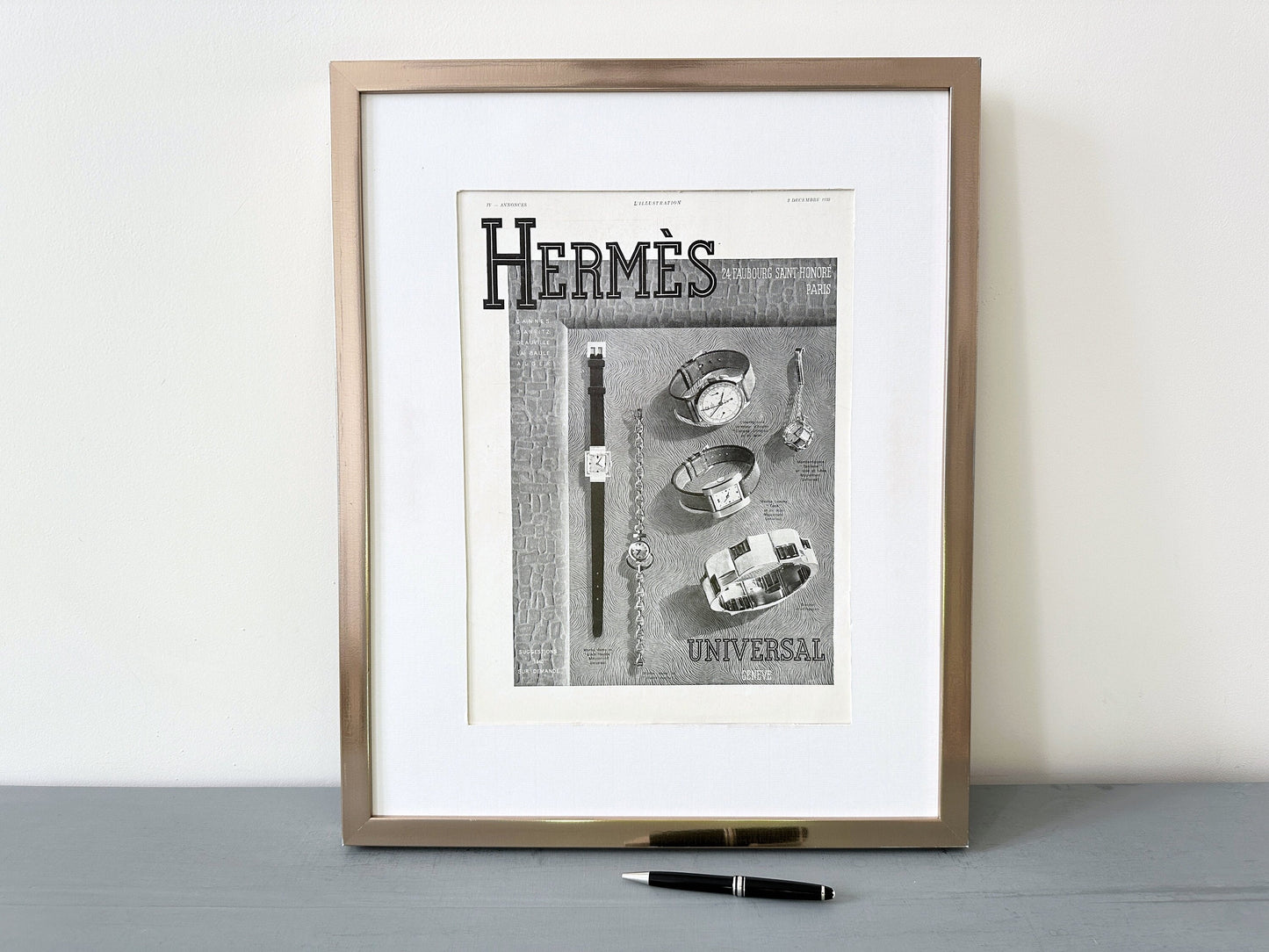 Original 1930s French Vintage Hermes Ad Print: Mid Century Paris Luxury Fashion Wall Art Poster