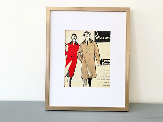 Original 1950s Vintage Rene Gruau Fashion Ad Print: Parisian Style Wall Art Poster