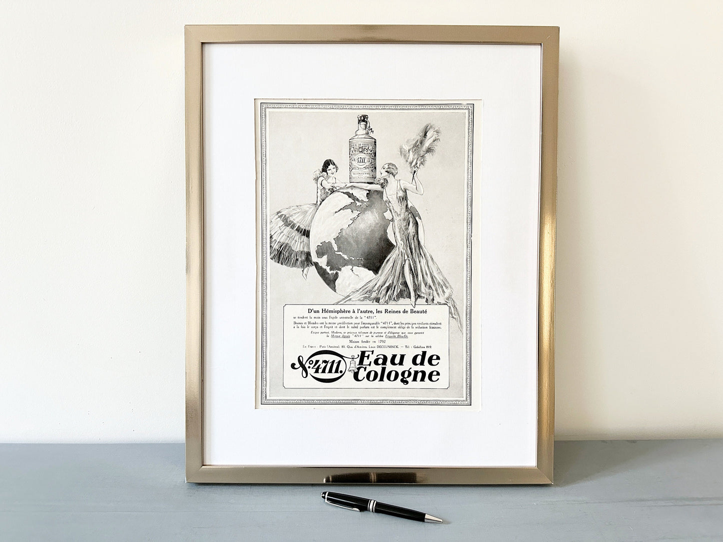 Original 1920s Vintage 4711 Cologne Print: French Parisian Perfume Ad Poster