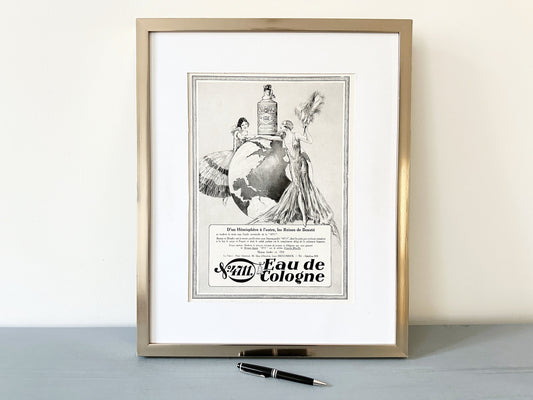 Original 1920s Vintage 4711 Cologne Print: French Parisian Perfume Ad Poster