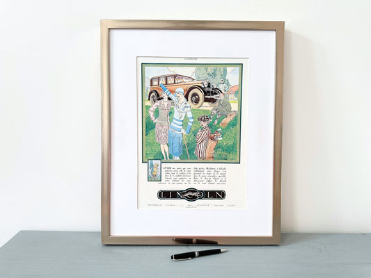 1930s Authentic Vintage Classic Lincoln Car Poster, Masculine Garage Automobile Wall Art Gallery