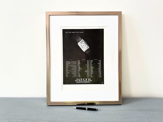 French Authentic 1930s Vintage Jaeger Lecoultre Watch Advertisement Print