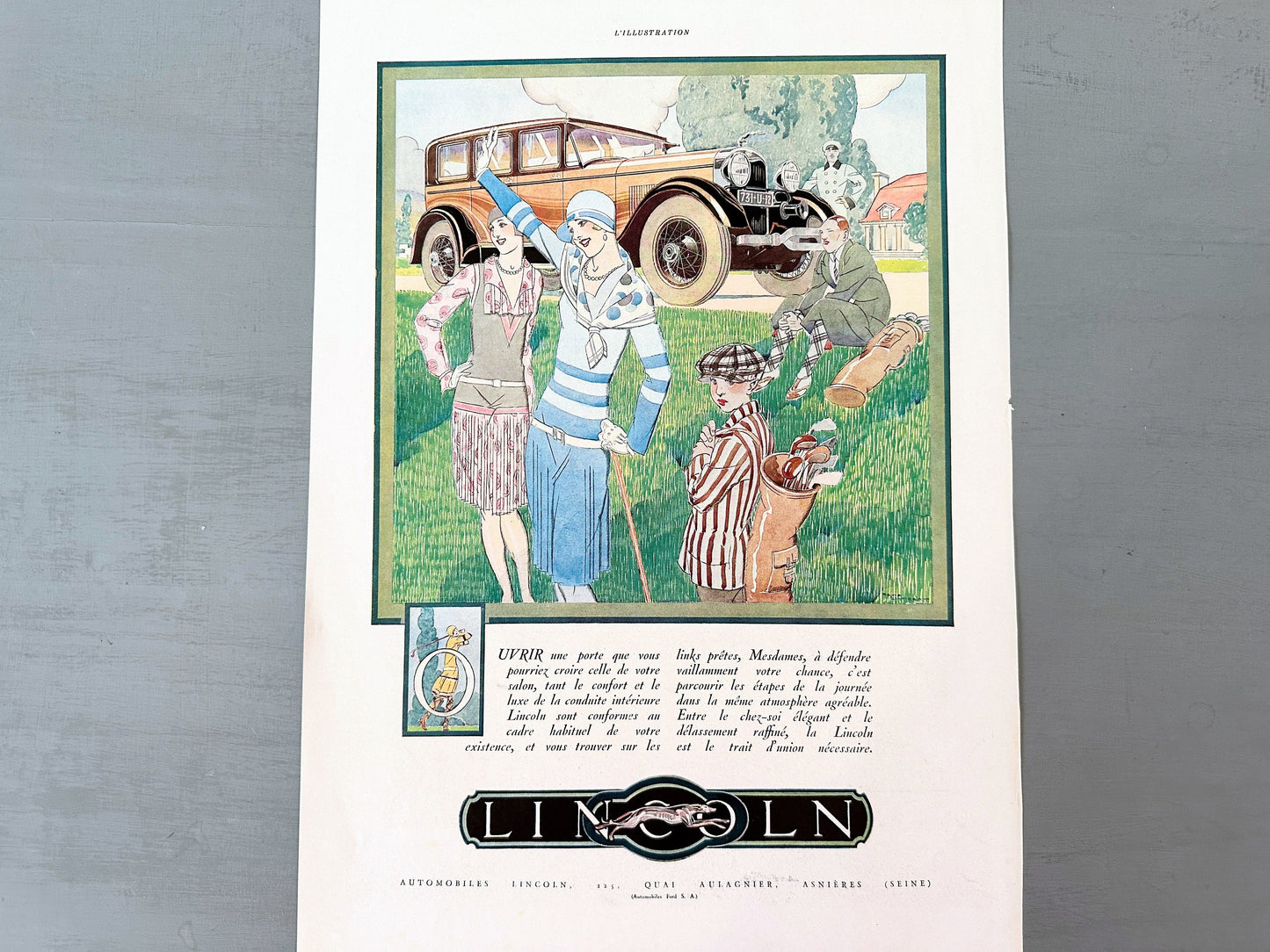 1930s Authentic Vintage Classic Lincoln Car Poster, Masculine Garage Automobile Wall Art Gallery