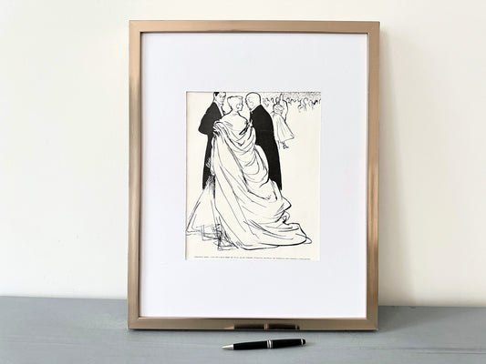 Vintage Christian Dior Fashion Illustration Poster by Rene Gruau: Paris Glam Decor