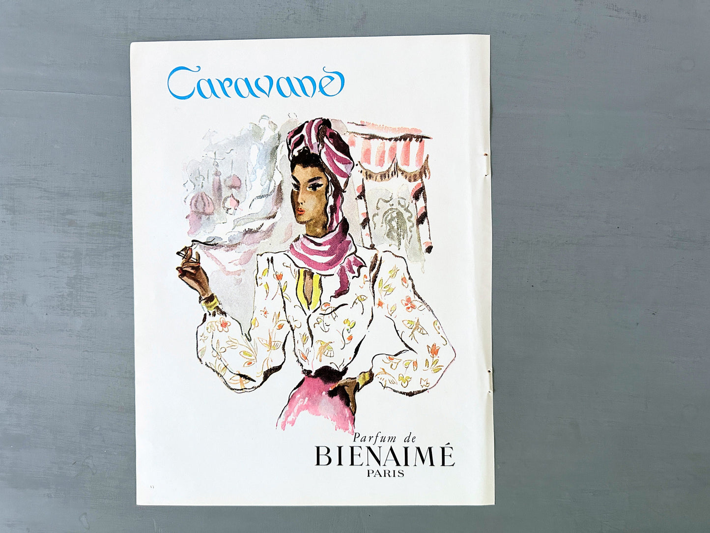 Original 1940s Vintage Bienaime Perfume Ad Print: Rare Authentic French Advertisement
