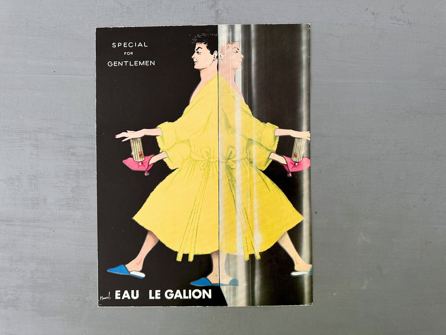 Original 1950s Vintage Galion Perfume Ad Print: French Mid Century Modern Gentlemen Poster