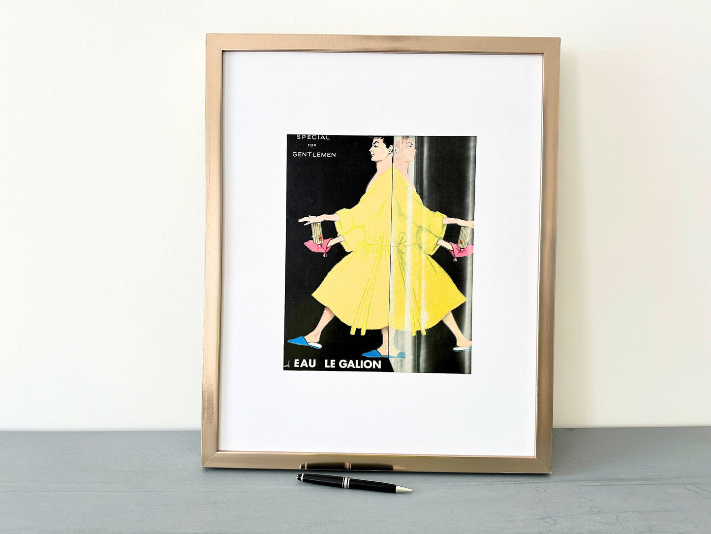 Original 1950s Vintage Galion Perfume Ad Print: French Mid Century Modern Gentlemen Poster