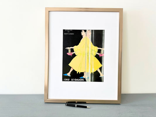 Original 1950s Vintage Galion Perfume Ad Print: French Mid Century Modern Gentlemen Poster