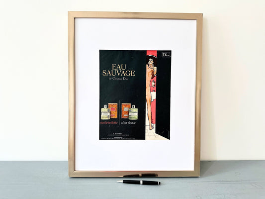 Vintage Dior Perfume Ad Print by Rene Gruau: French Fashion Decor