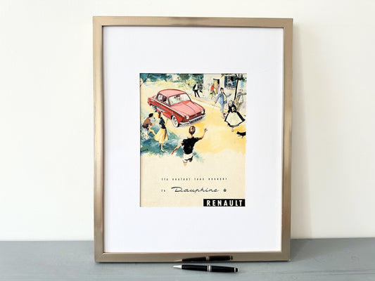 Original 1950s Vintage Renault Advertisement Print: French Car Wall Art Poster