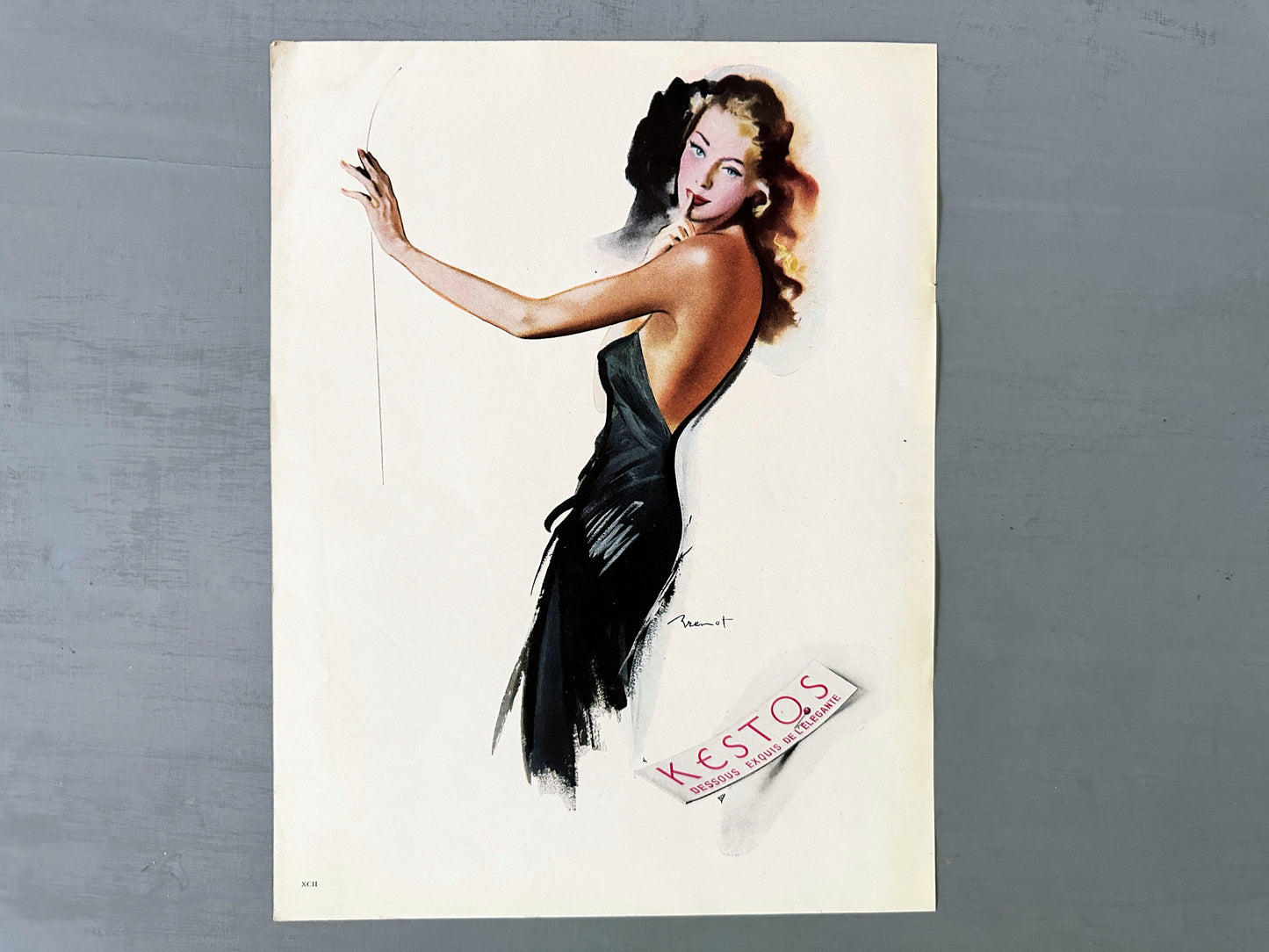 Authentic 1940s Vintage Vogue Paris Ad Print: Parisian Chic Woman, Brenot Illustration