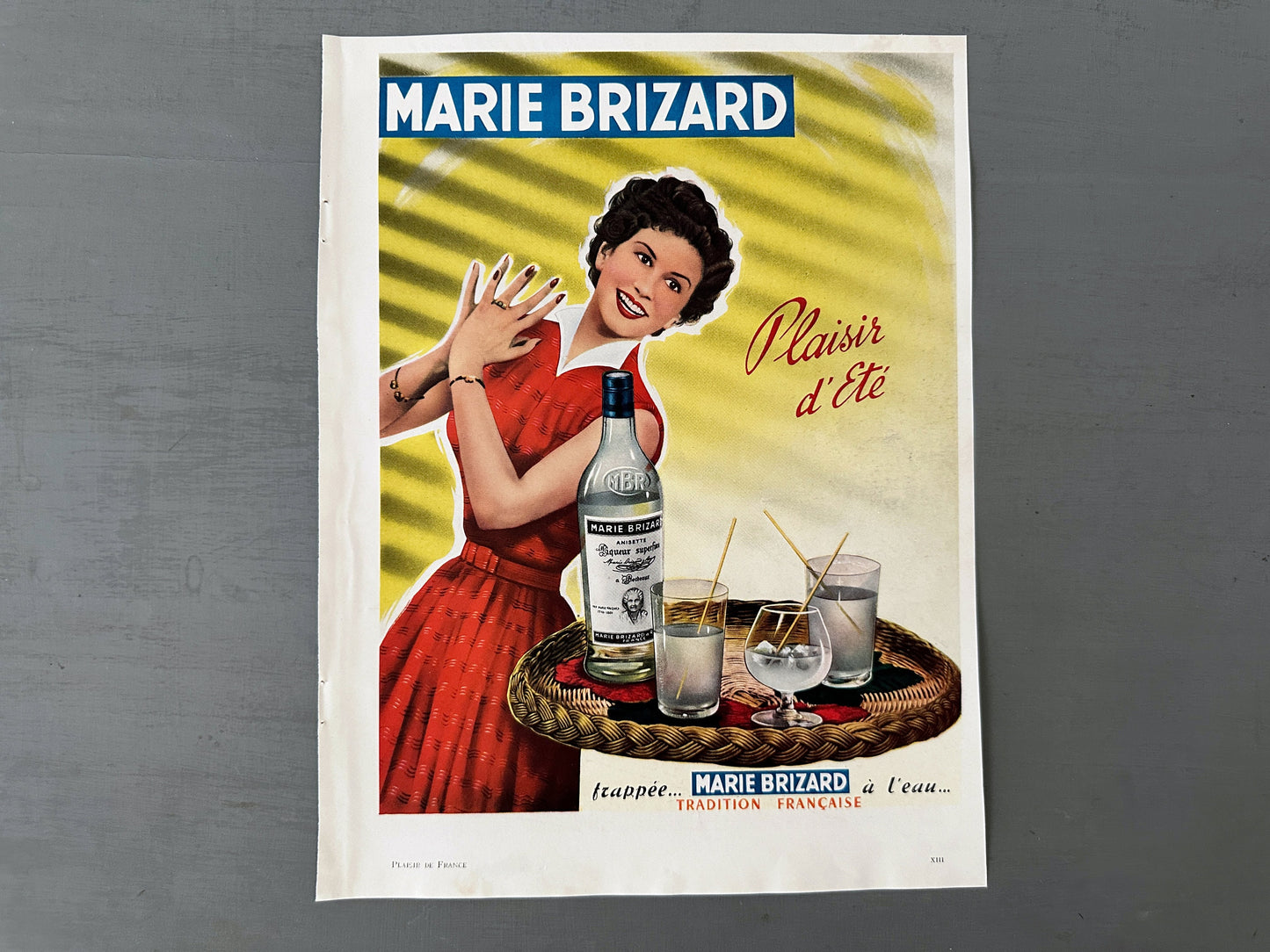 1950s French Drink Ad Poster: Rare Vintage Cocktail Art, Ready to Frame