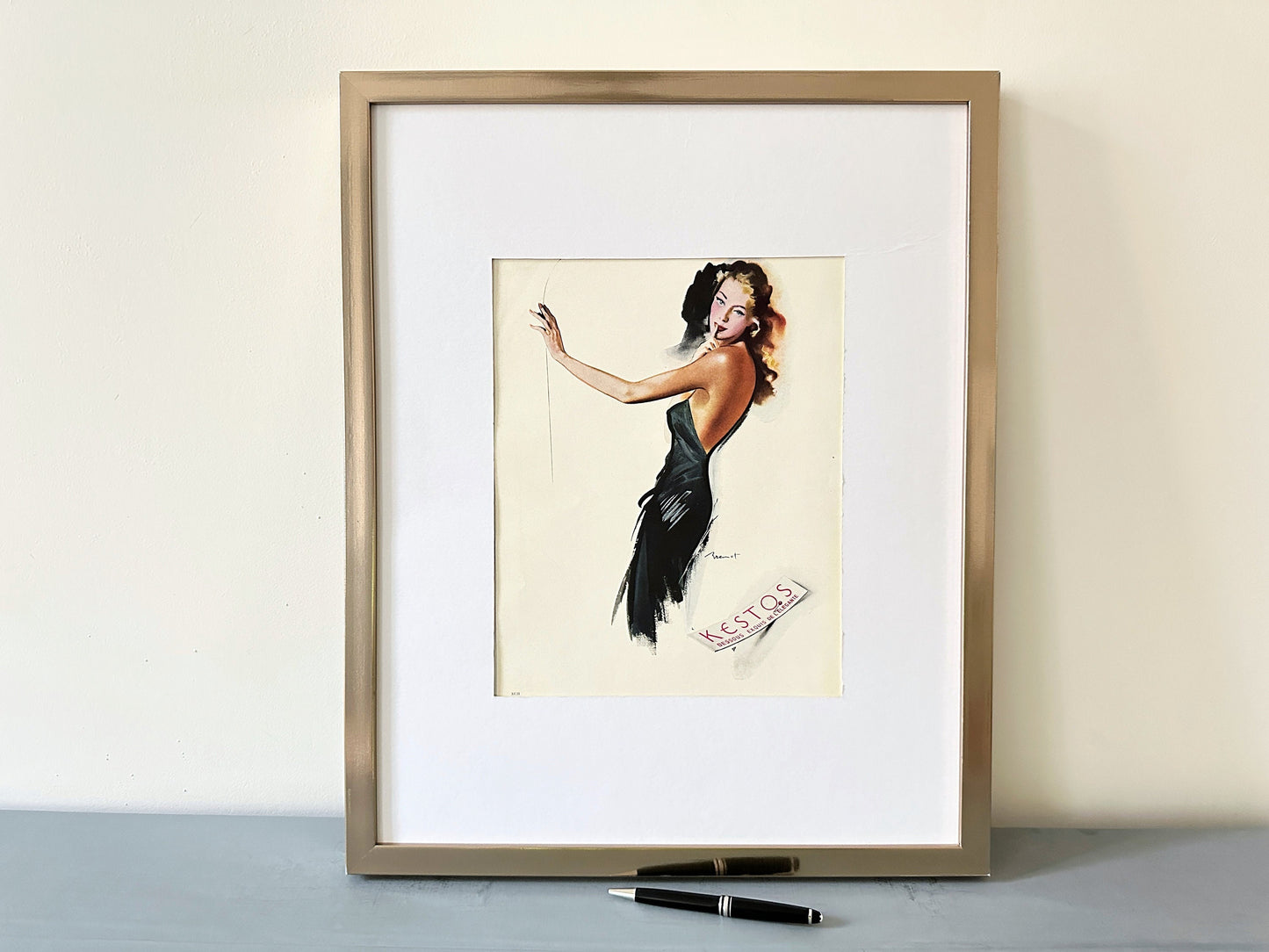 Authentic 1940s Vintage Vogue Paris Ad Print: Parisian Chic Woman, Brenot Illustration