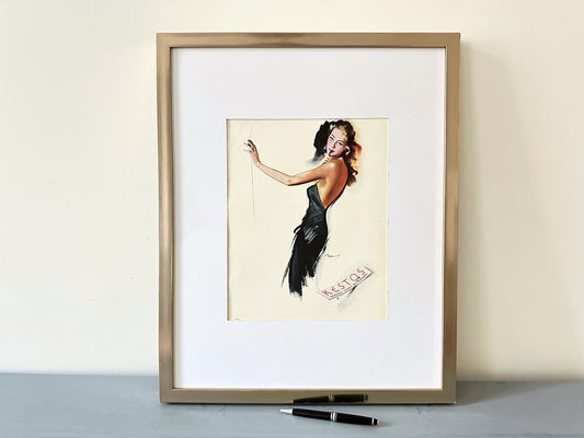 Authentic 1940s Vintage Vogue Paris Ad Print: Parisian Chic Woman, Brenot Illustration