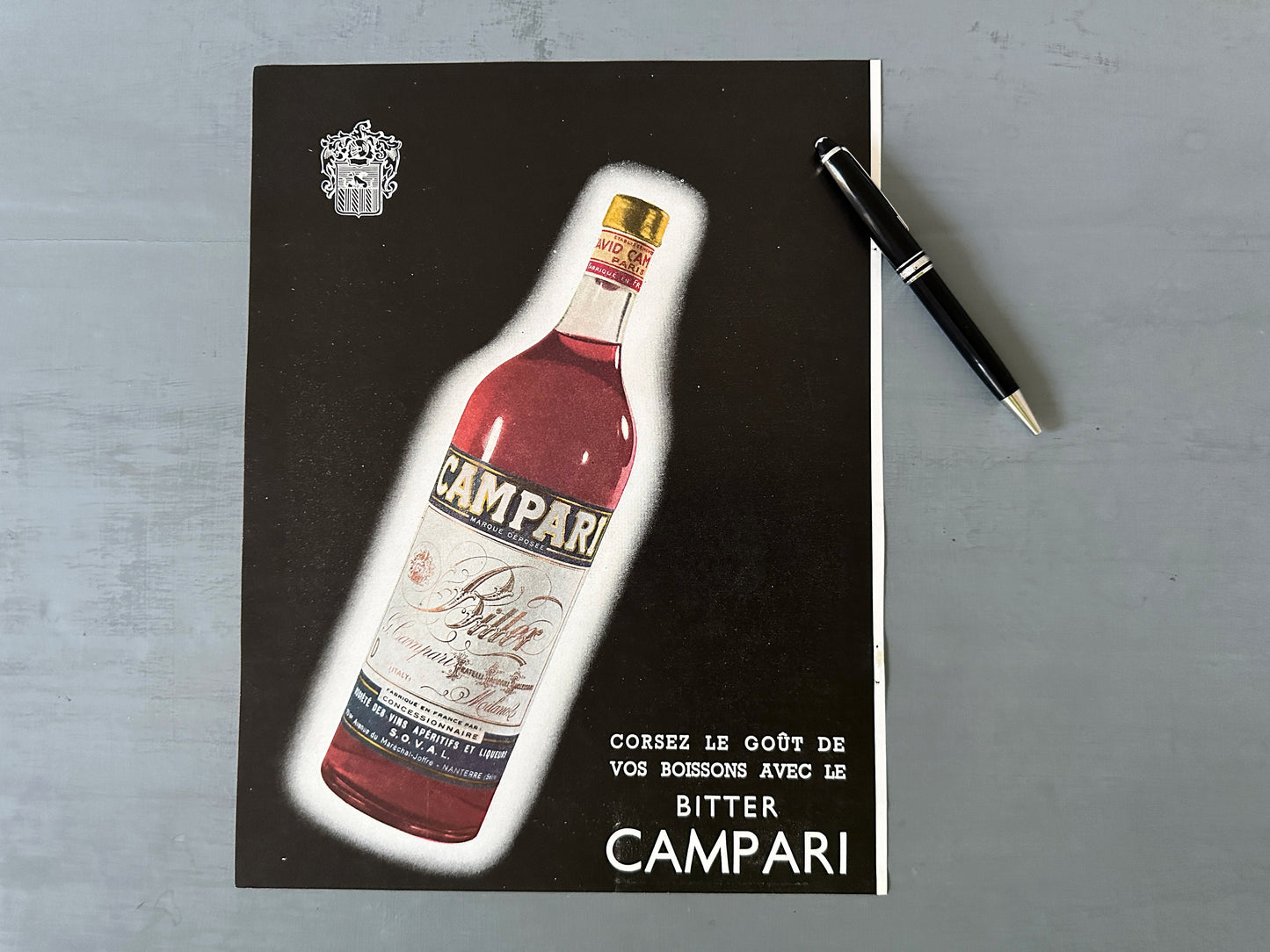 Authentic 1950s Vintage Campari Bitter Bottle Poster: French Aperitif Advertisement