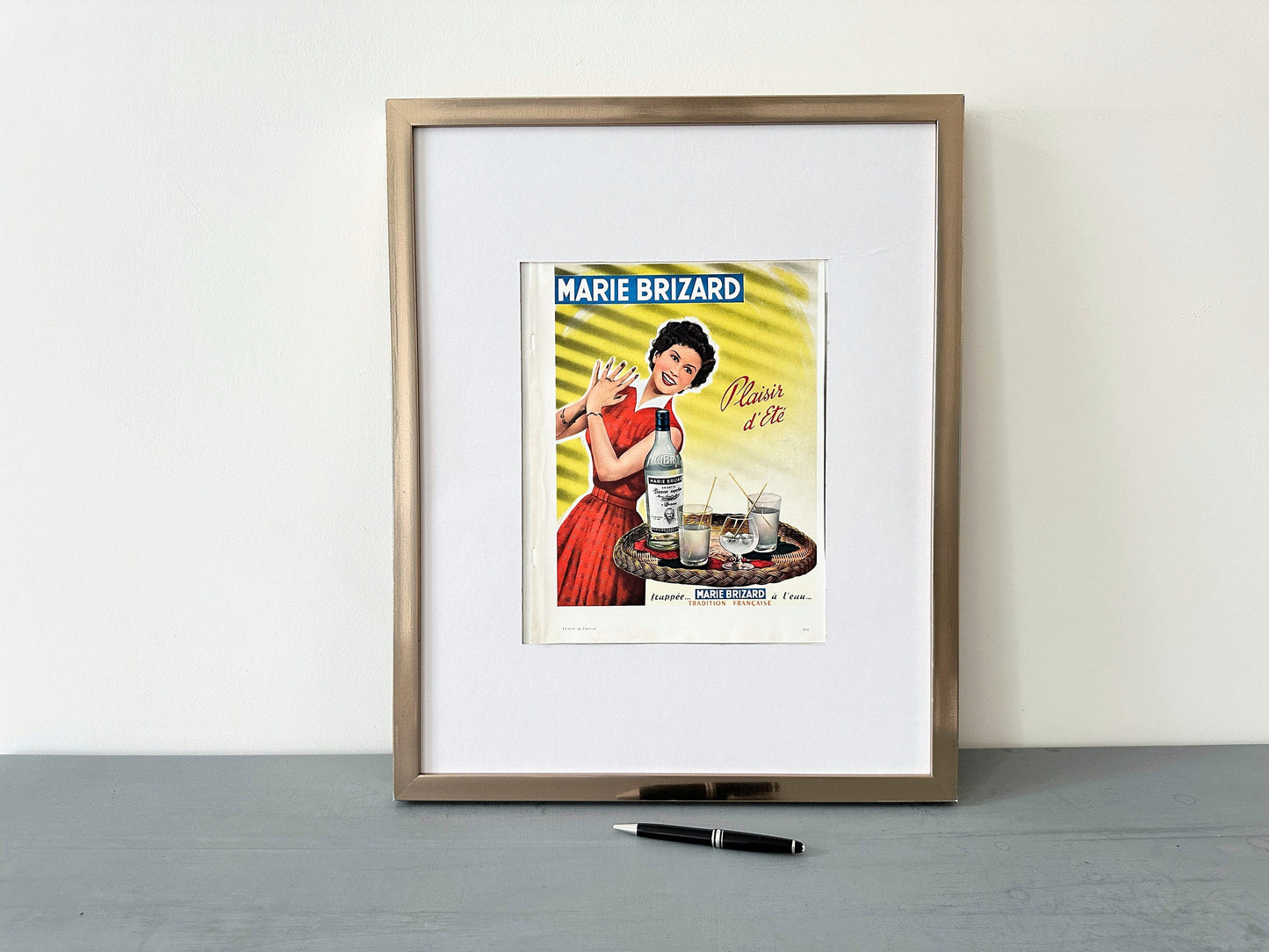 1950s French Drink Ad Poster: Rare Vintage Cocktail Art, Ready to Frame