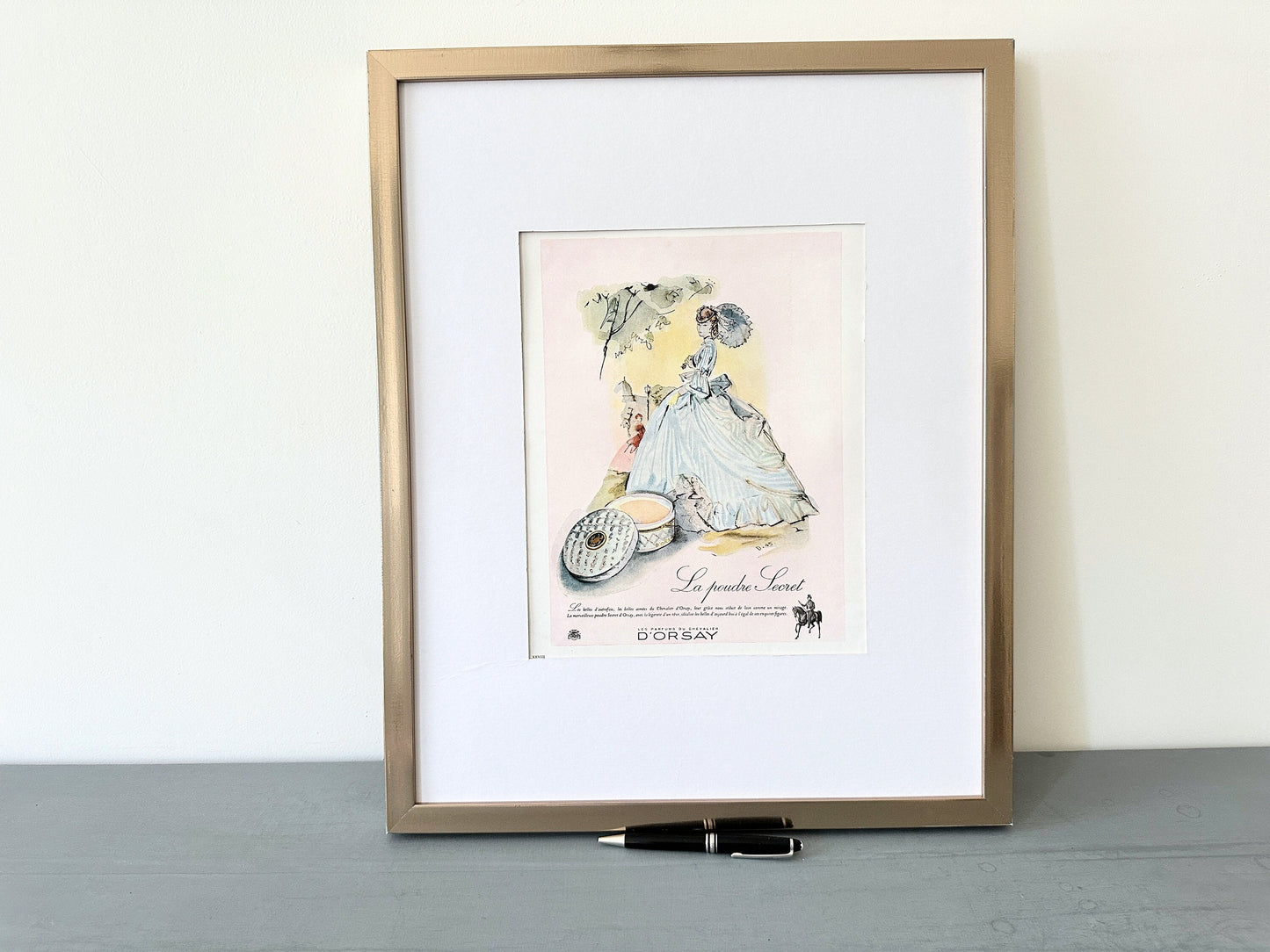 Original 1940s French Vintage Beauty Advertisement Print:  Belle Epoque Style Face Powder Poster