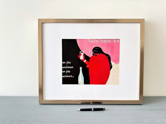 Authentic 1970s Vintage Vichy Mineral Water Poster: Bernard Villemot French Advertisement Print