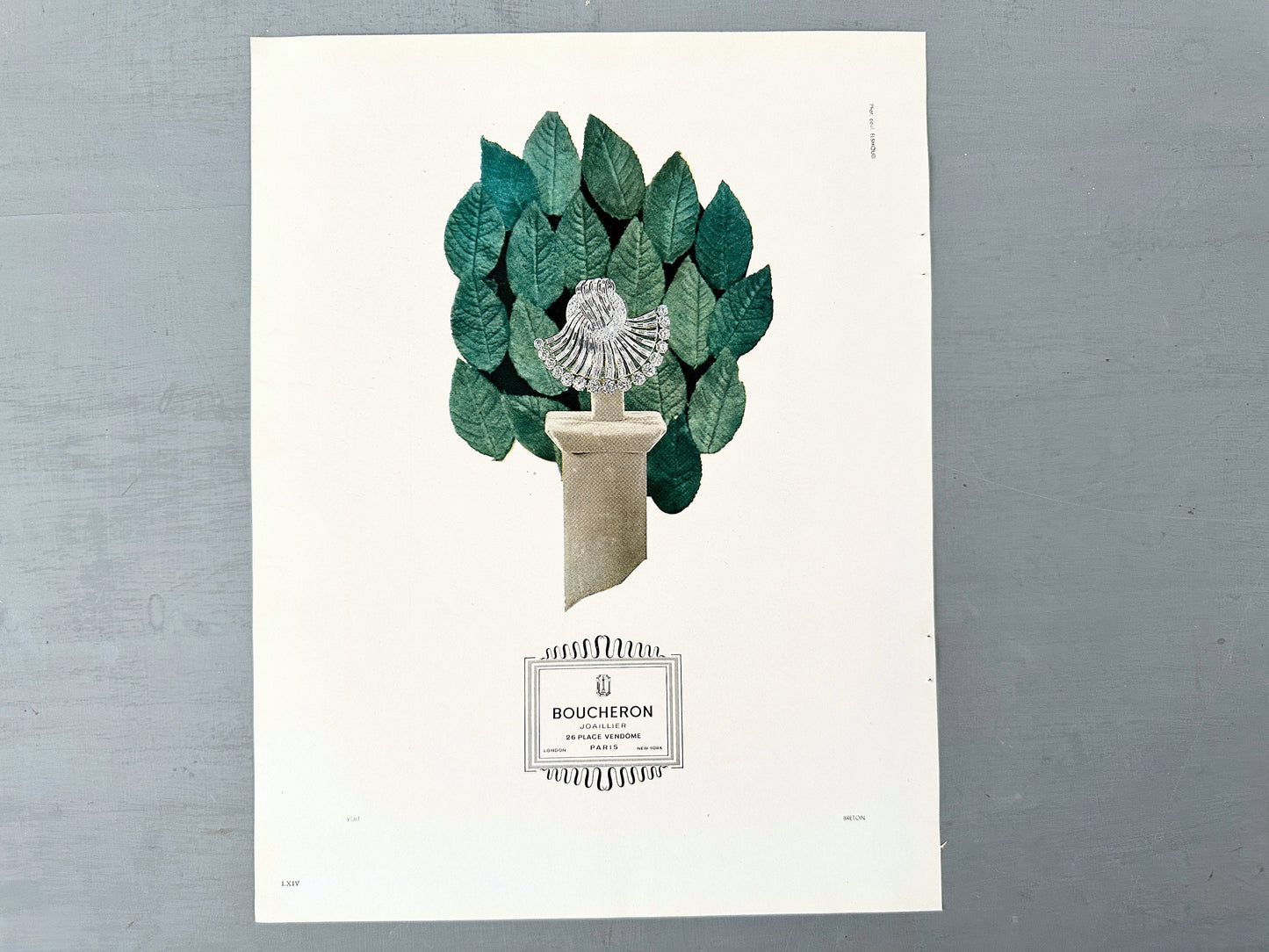 Original 1940s Boucheron Jewelry Ad Poster: Mid-Century Parisian Wall Art